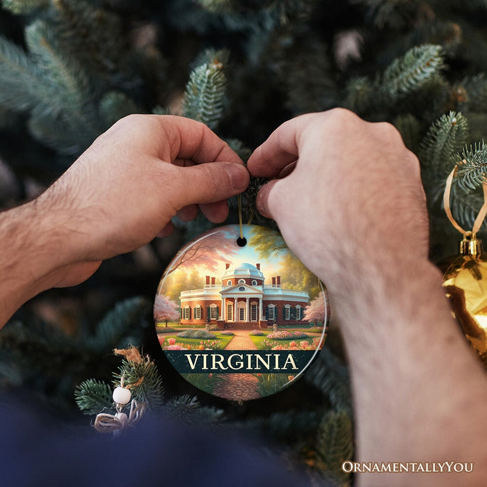 Classic Virginia Jefferson’s Monticello Christmas Ornament, Southern Charm Gift and American History Keepsake Ceramic Ornament OrnamentallyYou