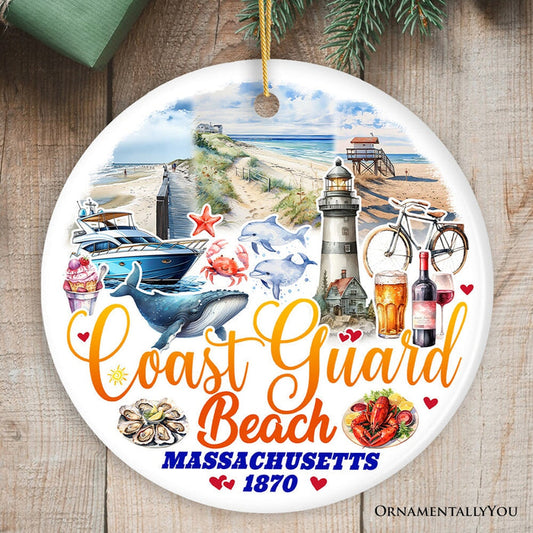 Coast Guard Heritage Christmas Ornament, Massachusetts Souvenir and Gift Ceramic Ornament OrnamentallyYou Circle