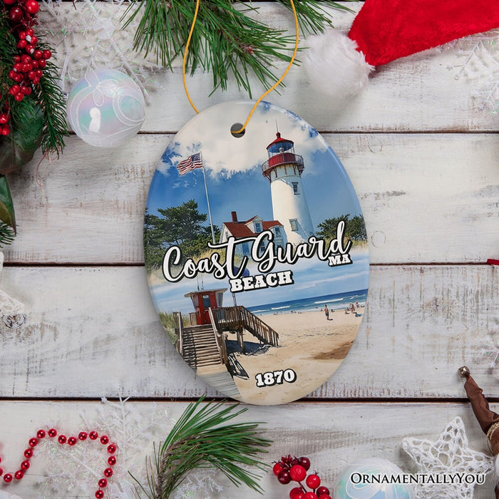 Coast Guard Heritage Christmas Ornament, Massachusetts Souvenir and Gift Ceramic Ornament OrnamentallyYou Oval