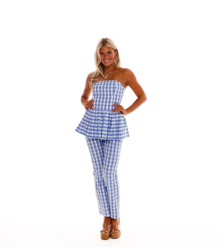 Coco Park Pants - Baby Blue Check