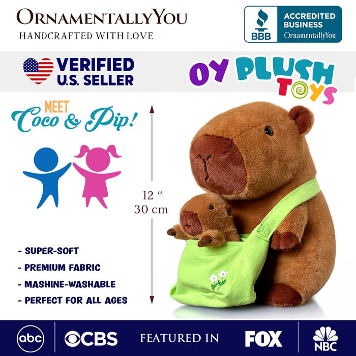Coco the Capybara and Her Baby Plushie Set, Adorable 12" Stuffed Animal Toy Gift for Children Plush Toys OrnamentallyYou