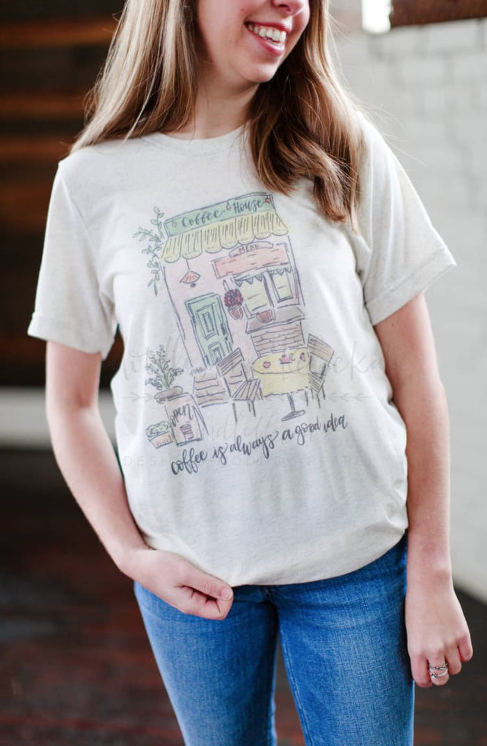 Coffee Shop Tee - XS / White Fleck Tee - Tees
