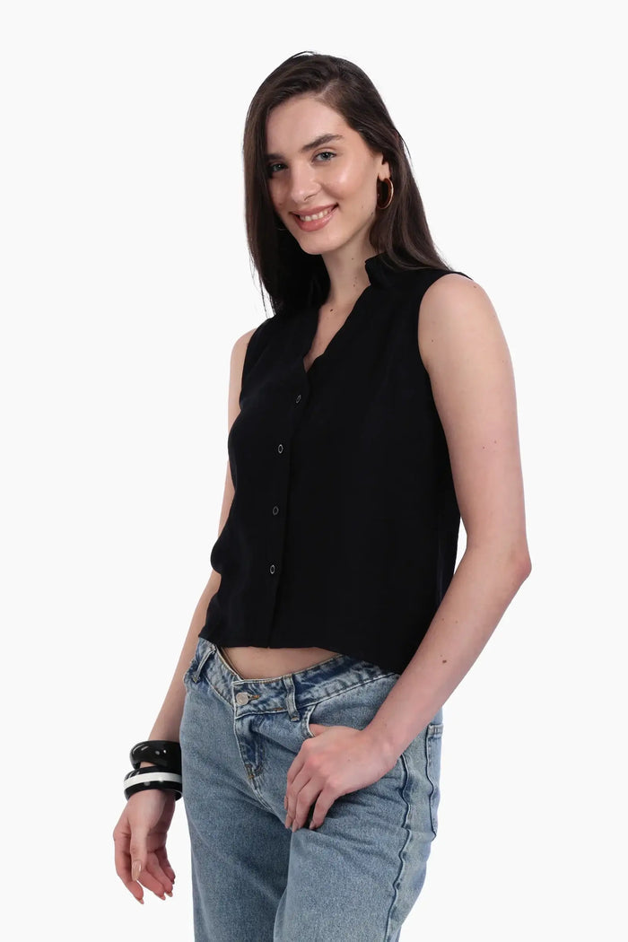 Collared Sleeveless Shirt