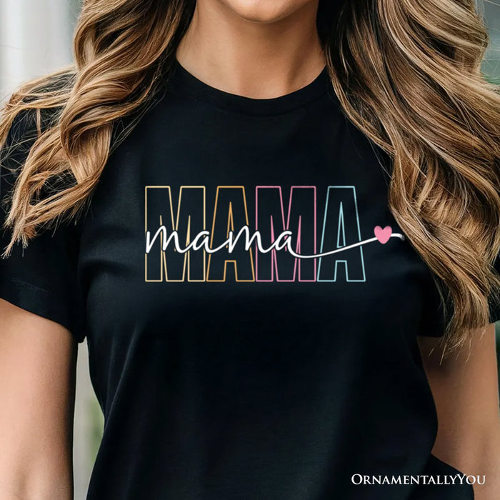 Colorblock Mama T-Shirt, Black Trendy Casual Women's Tee T-Shirts OrnamentallyYou