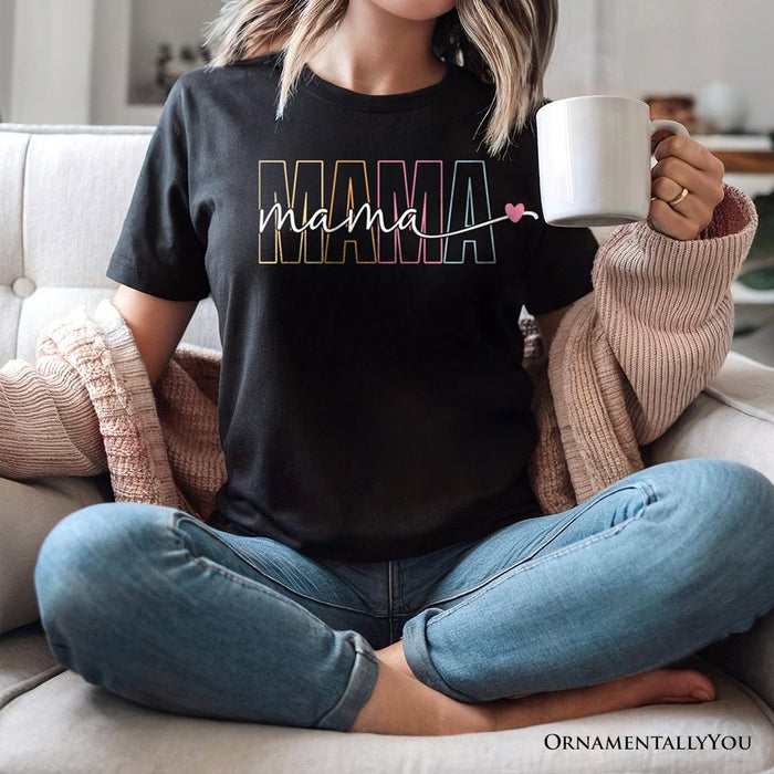 Colorblock Mama T-Shirt, Black Trendy Casual Women's Tee T-Shirts OrnamentallyYou