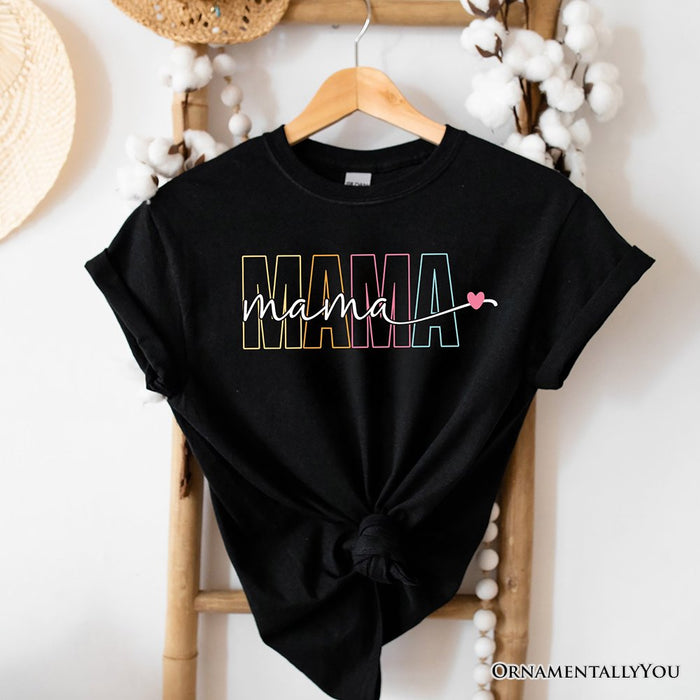 Colorblock Mama T-Shirt, Black Trendy Casual Women's Tee T-Shirts OrnamentallyYou Black XS