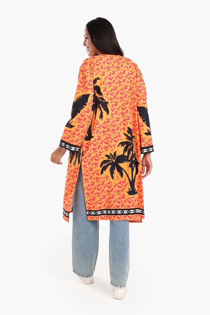 Colorful Palm Printed Kimono