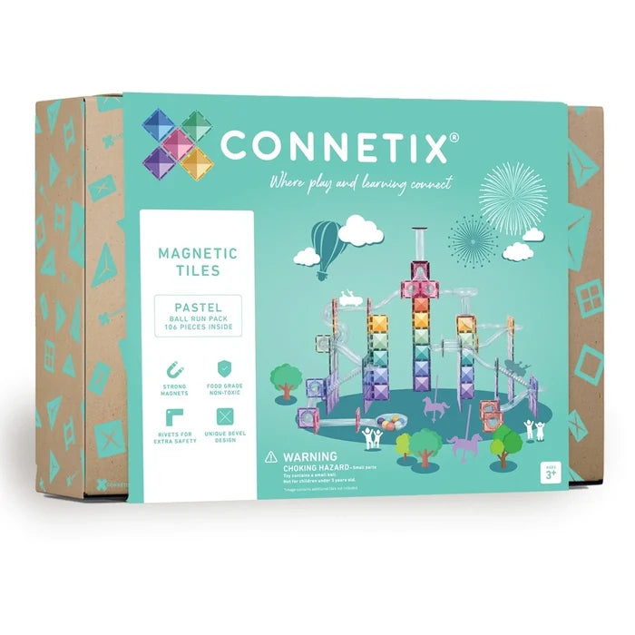 Connetix Magnetic Tiles Pastel Ball Run Pack 106 Pieces