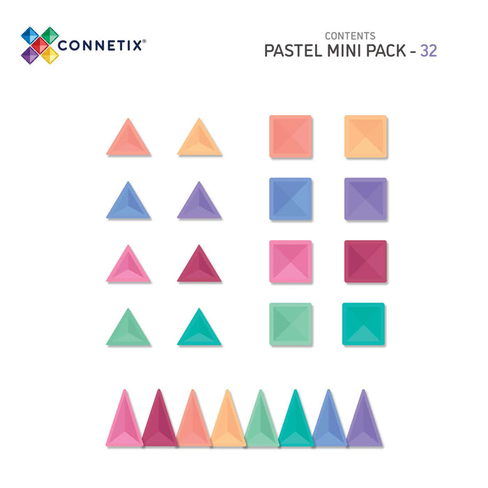 Connetix Magnetic Tiles Pastel Mini 32 Piece Pack