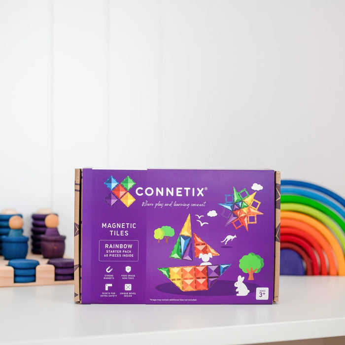 Connetix Magnetic Tiles Rainbow 60 Piece Starter Pack