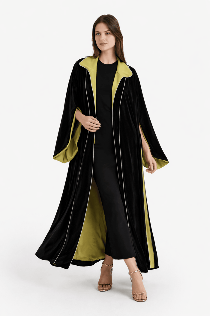 Contrast-Lined Velvet Kimono