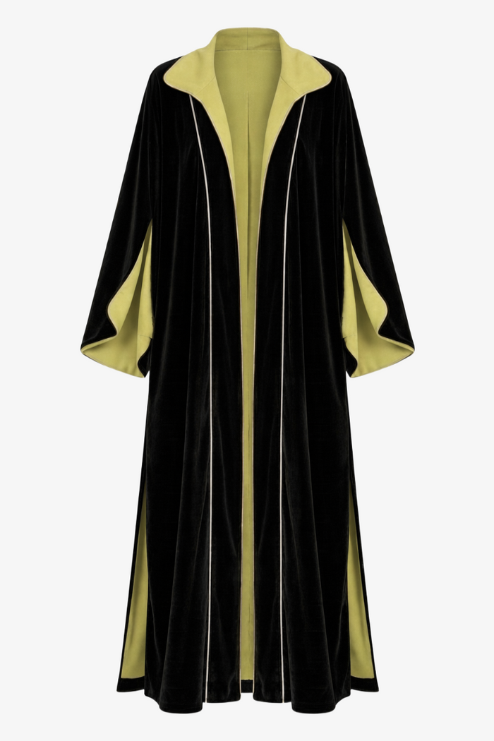 Contrast-Lined Velvet Kimono