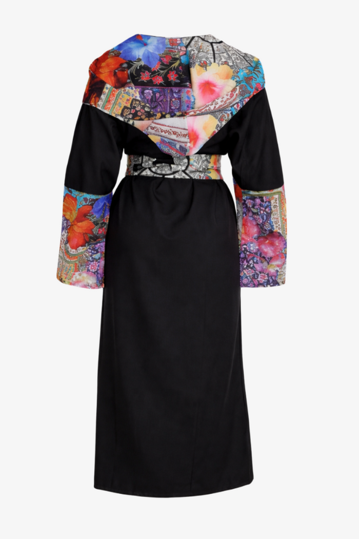 Contrast-Print Midi Kimono
