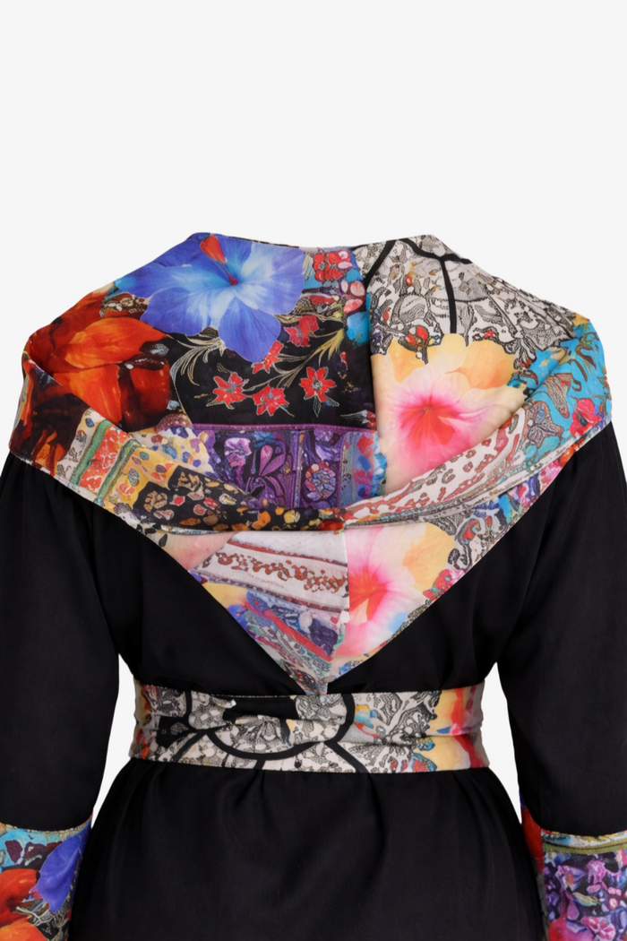 Contrast-Print Midi Kimono