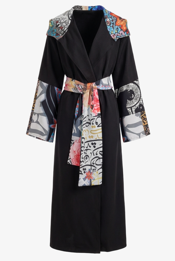 Contrast-Print Midi Kimono