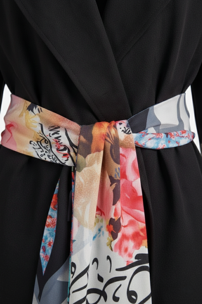 Contrast-Print Midi Kimono
