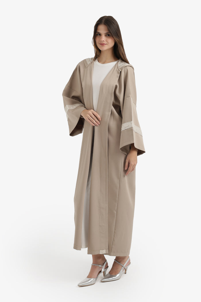 Contrast-Sequin Hooded Kimono