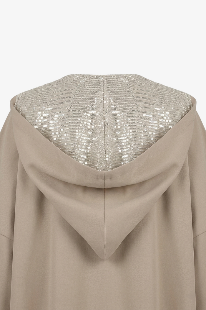 Contrast-Sequin Hooded Kimono
