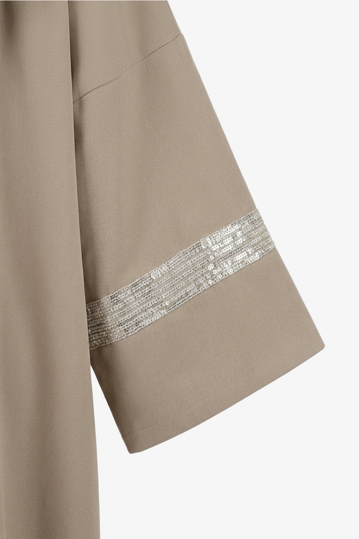 Contrast-Sequin Hooded Kimono