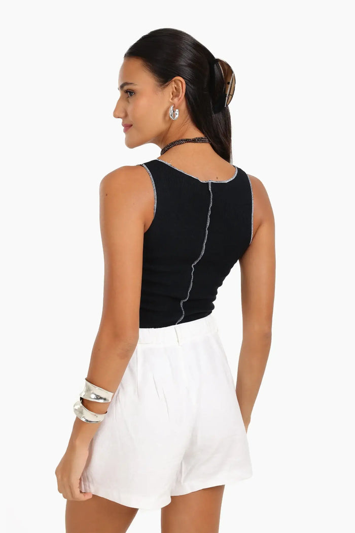 Contrast Stitch Detail Top