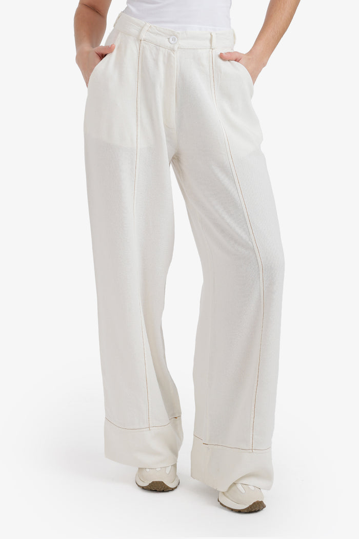 Contrast-Stitch Pants