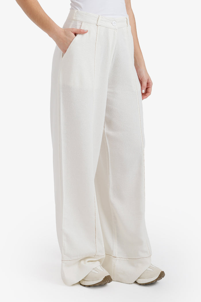 Contrast-Stitch Pants