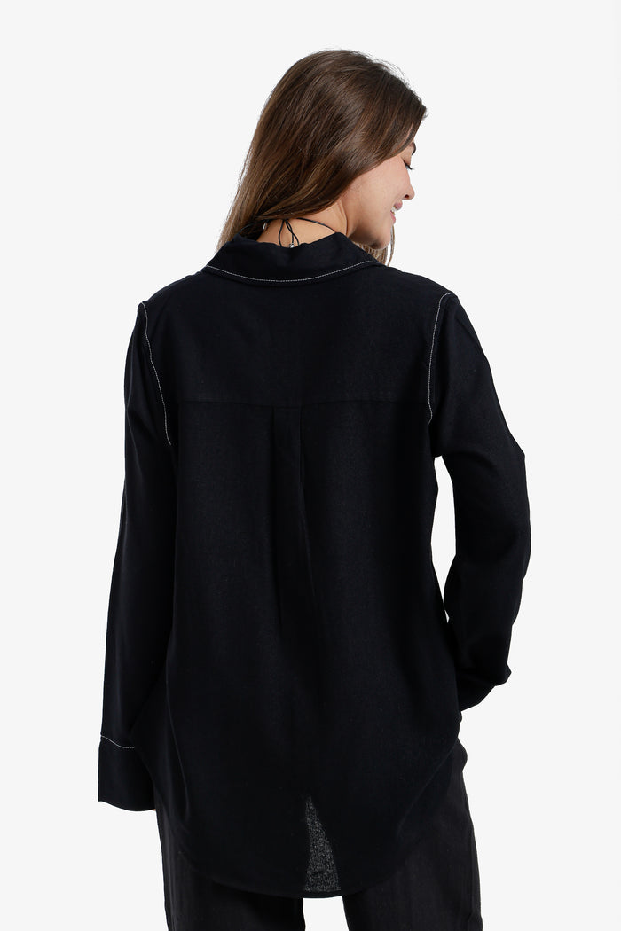 Contrast-Stitch Utility Shirt