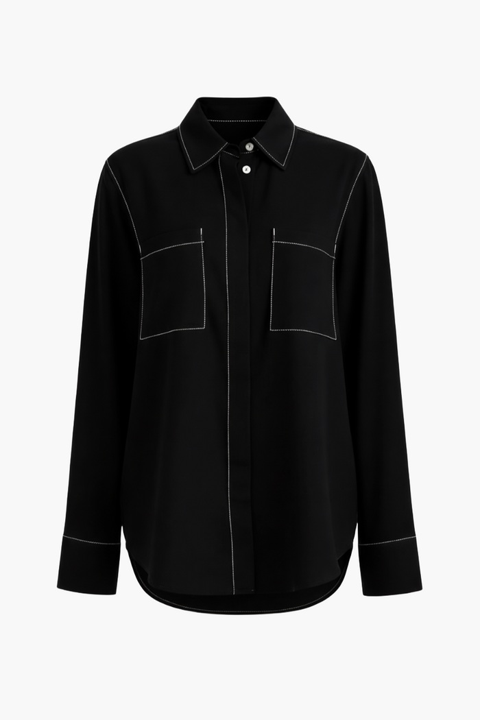 Contrast-Stitch Utility Shirt