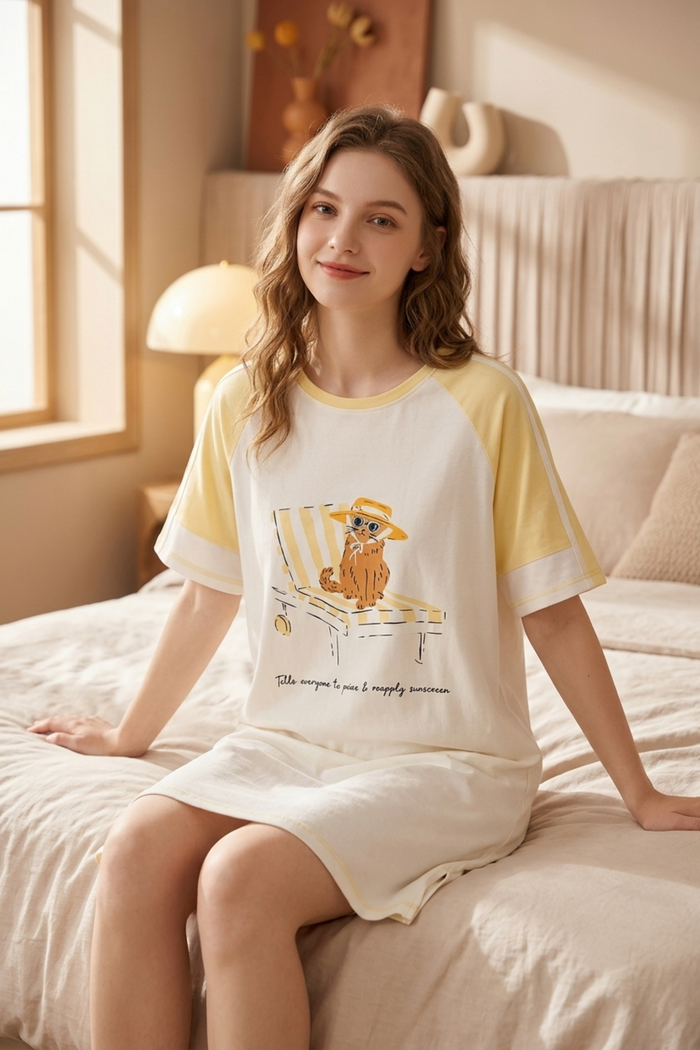 Contrast stitching Night Shirt
