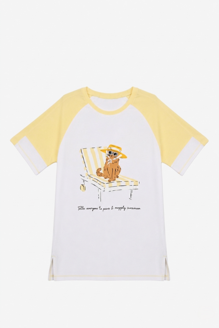 Contrast stitching Night Shirt