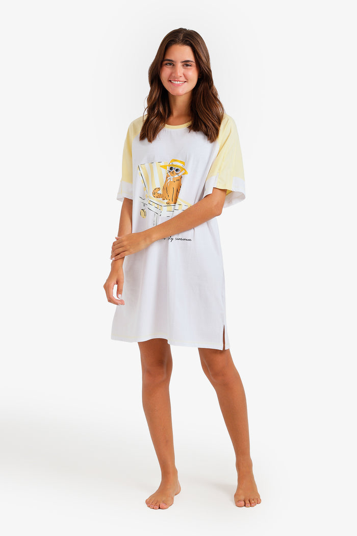 Contrast stitching Night Shirt