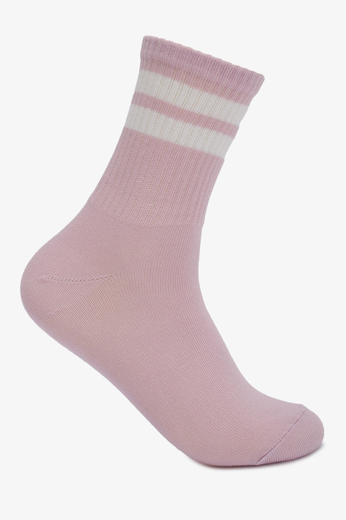 Contrast Striped Socks - 2 Pairs