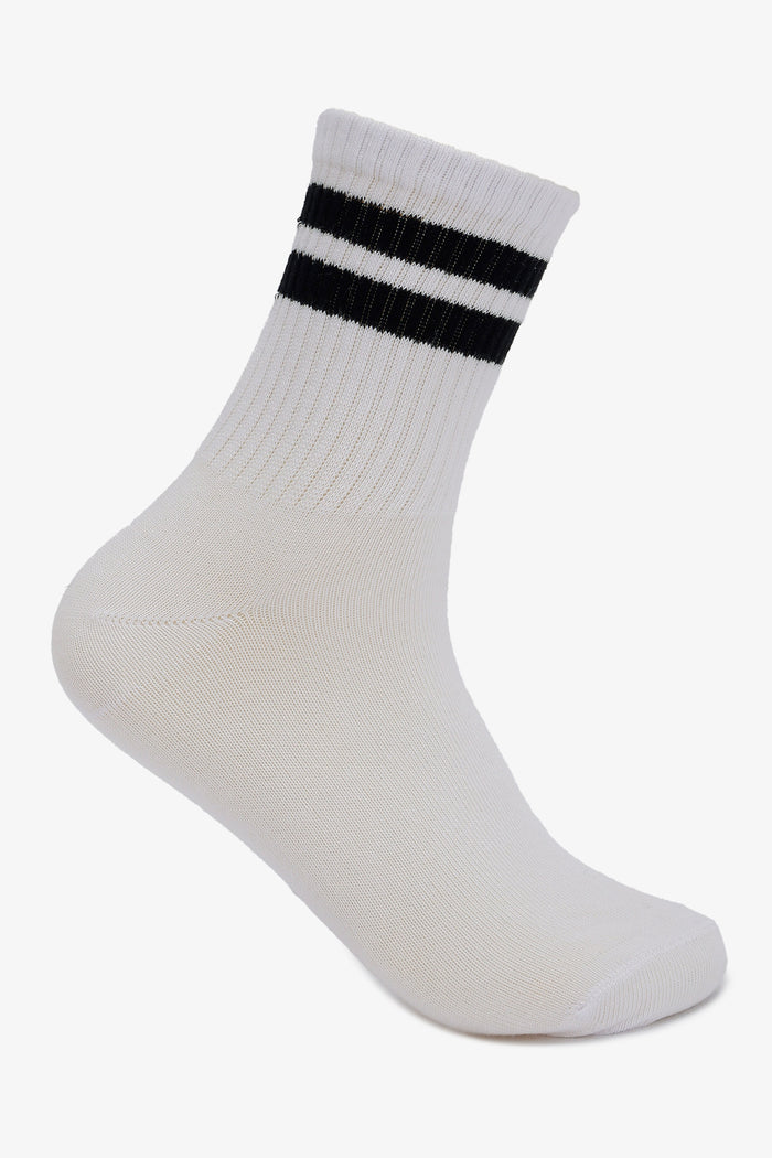 Contrast Striped Socks - 2 Pairs