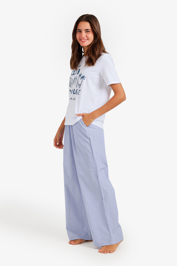 Contrast-Waist Pyjama Set