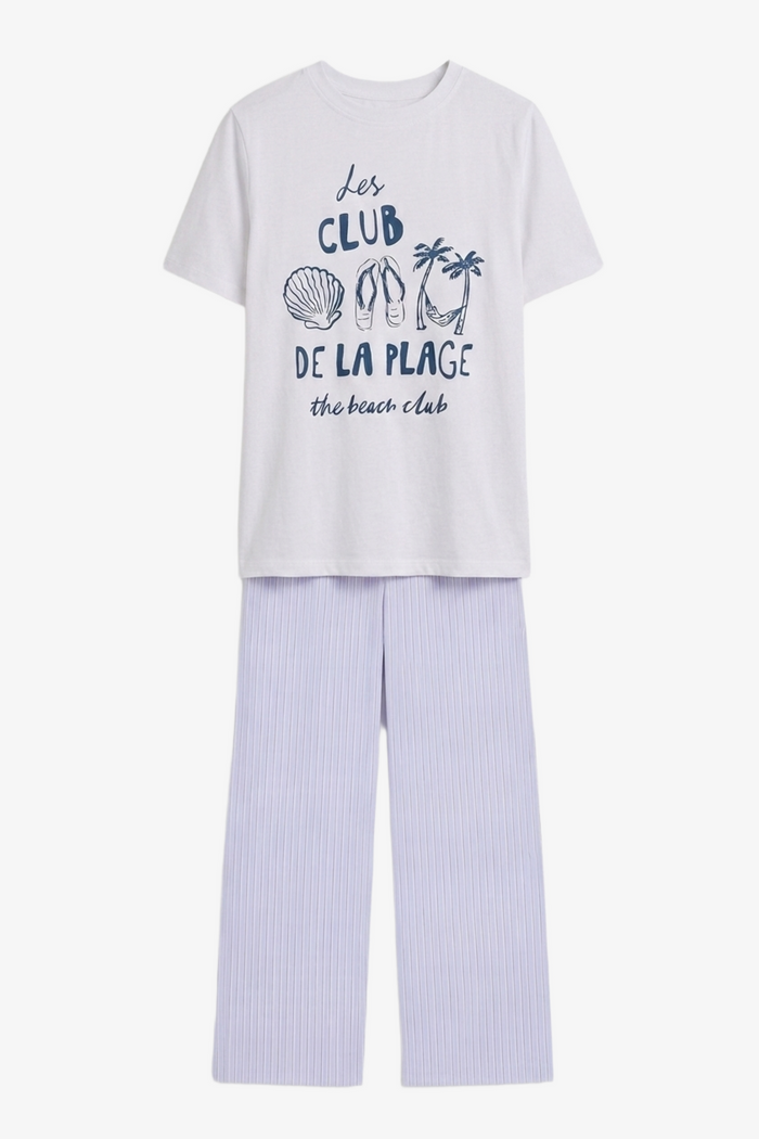Contrast-Waist Pyjama Set