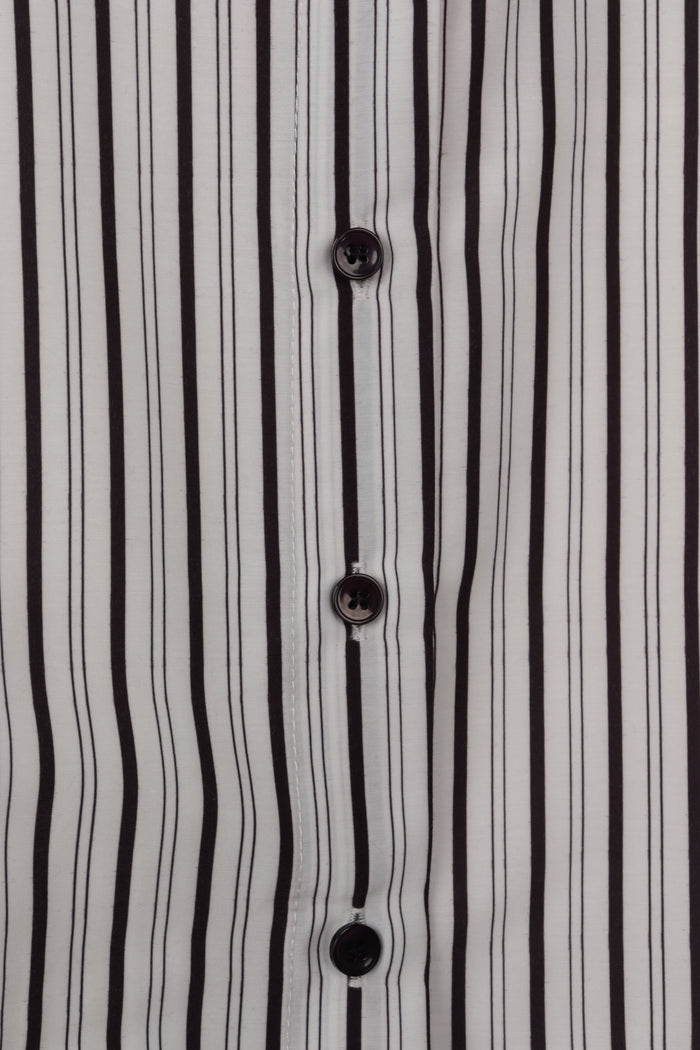 Contrasting Bib Striped Shirt