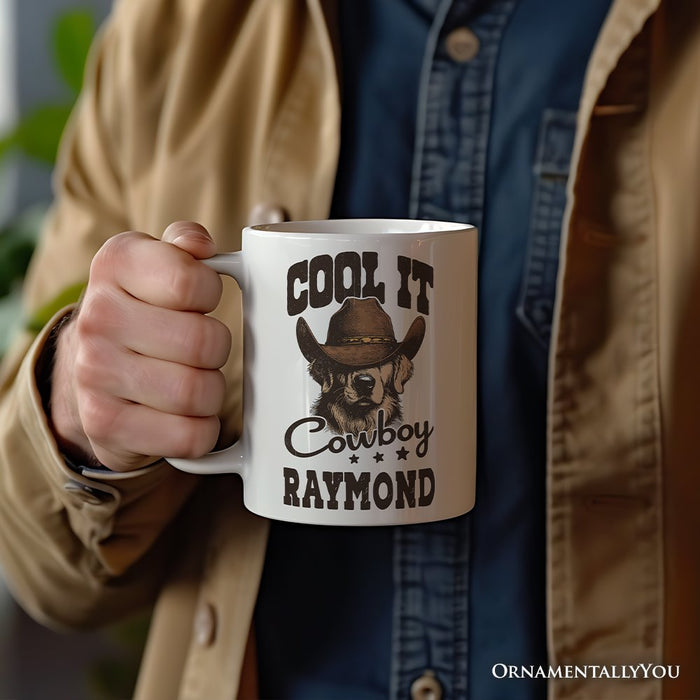 Cool It Cowboy Personalized Mug, Retro Western Golden Retriever Country Lovers Gift With Custom Name Personalized Ceramic Mug OrnamentallyYou