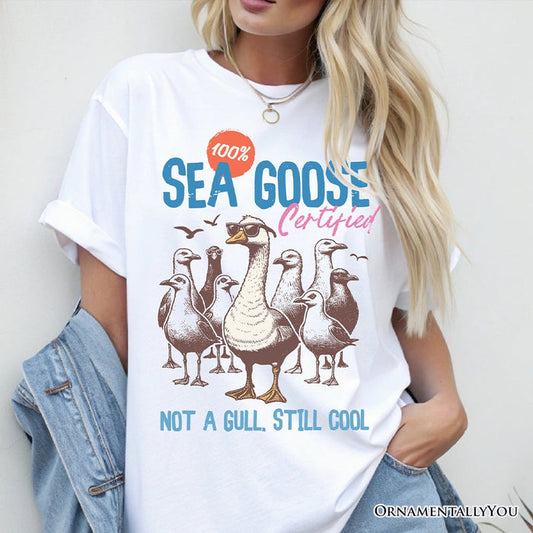 Cool Summer Sea Goose Certified T-Shirt, Funny Retro White and Natural Tee for Beach Lovers T-Shirts OrnamentallyYou