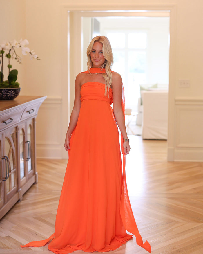 Cooper Scarf Gown - Orange Kiss