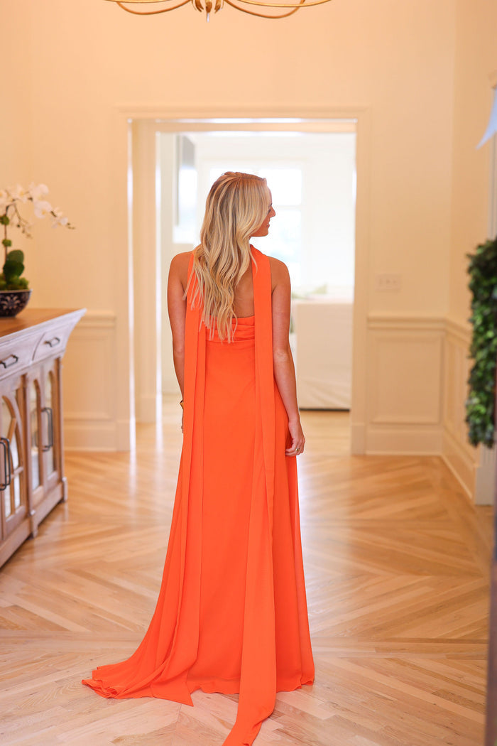Cooper Scarf Gown - Orange Kiss