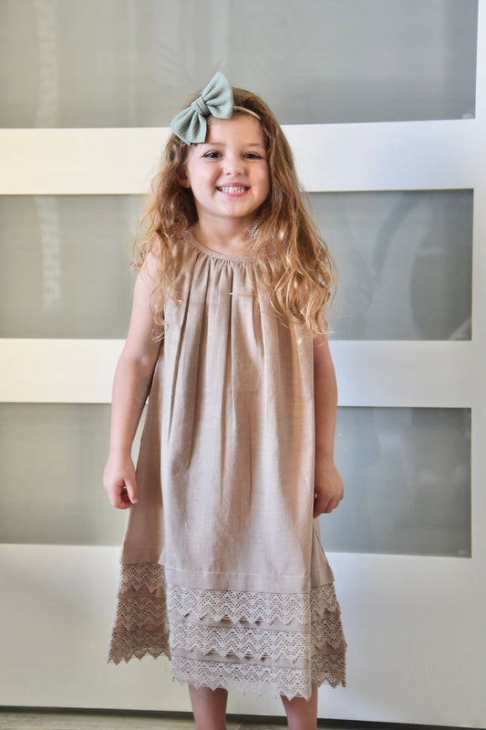 Copper Brown Shift Dress With Lace Detail Dress Yo Baby Wholesale