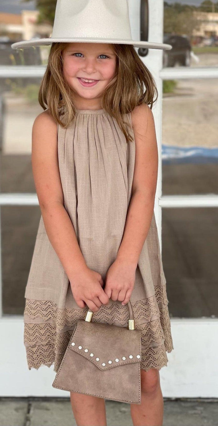Copper Brown Shift Dress With Lace Detail Dress Yo Baby Wholesale
