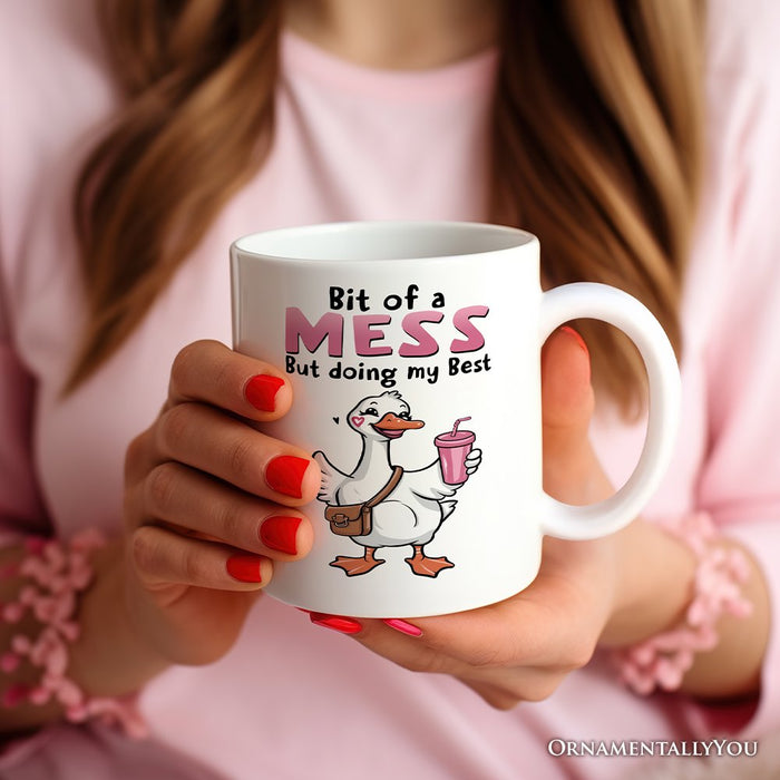 Coquette Pink Goose Personalized Mug, Sassy Gift With Custom Name Personalized Ceramic Mug OrnamentallyYou