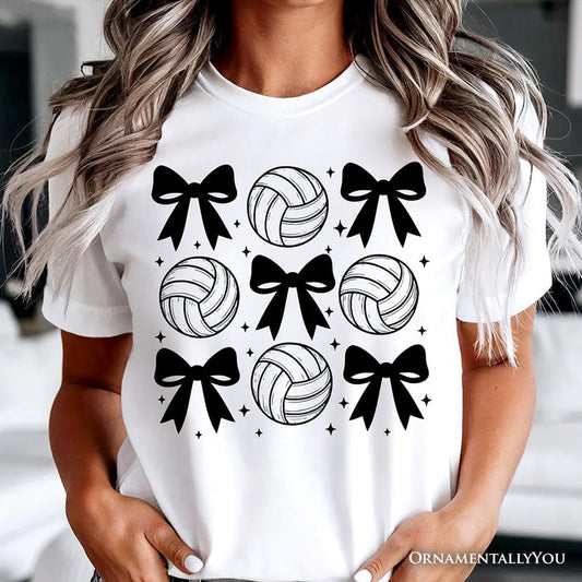Coquette Volleyball Bows T-Shirt, Cute Athletic Sports Game Day Tee T-Shirts OrnamentallyYou