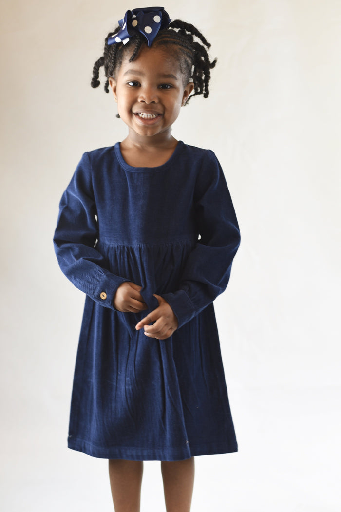 Corduroy Empire Waist Dress - Navy Dress Yo Baby Wholesale