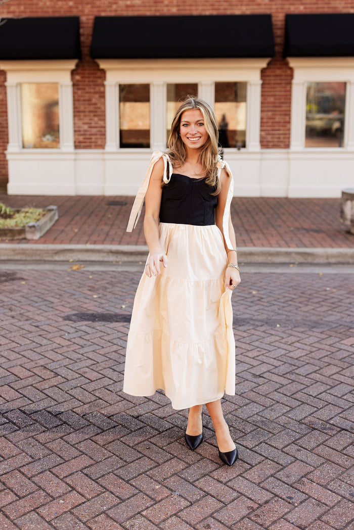 Corset Midi Dress - Oyster