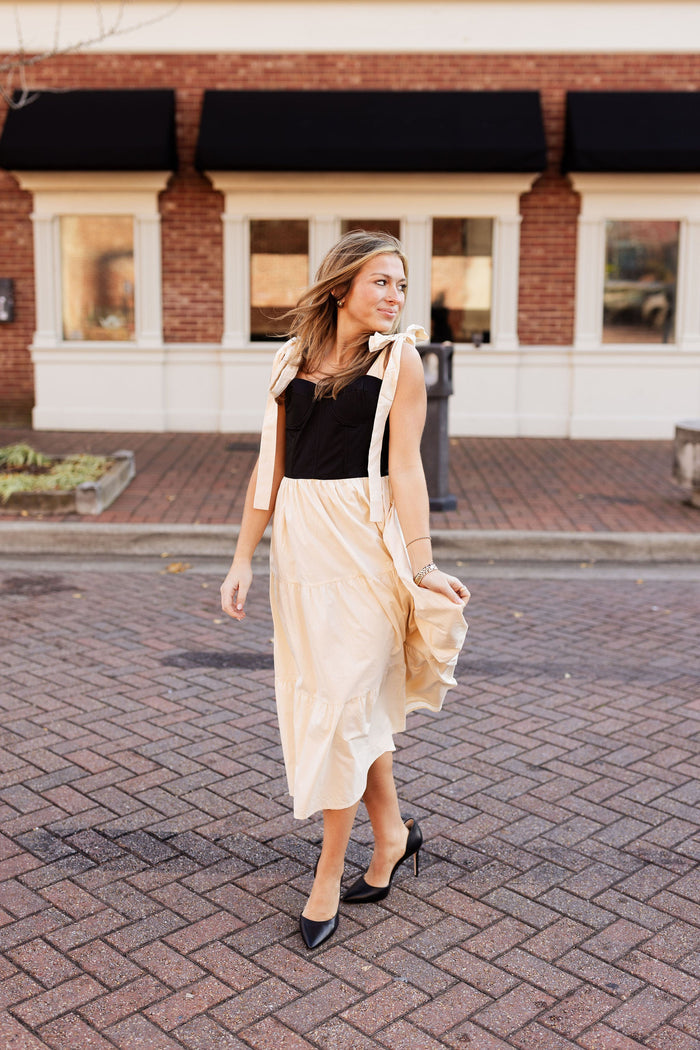 Corset Midi Dress - Oyster