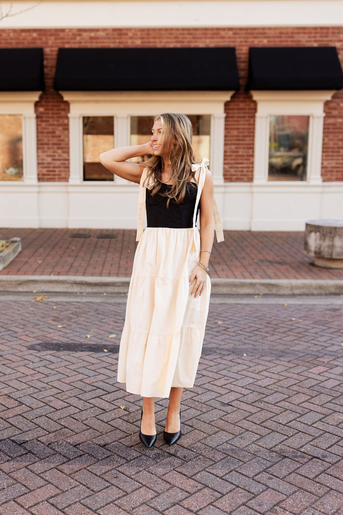 Corset Midi Dress - Oyster