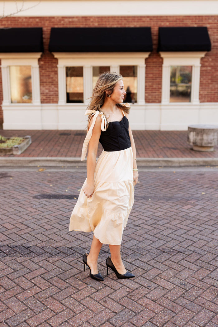 Corset Midi Dress - Oyster
