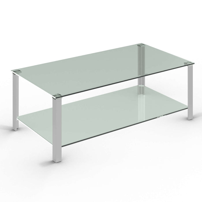 Cortesi Home Melissa Double Shelf Glass Coffee Table, 47"
